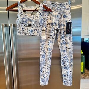 NWT Wildfox SET- Solar Legging & Summer Sport Bra Birch Deep Cobalt Cosmic Sense